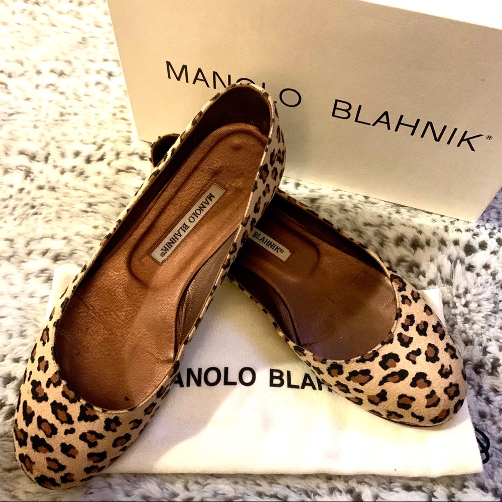Manolo Blahnik Cheetah Print Flats